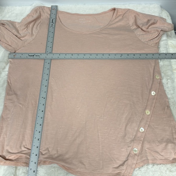 J Jill Pure Jill asymmetric button tunic pink XL cotton modal rayon 3/4 sleeve - Picture 8 of 9